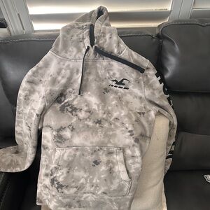 Hollister Unisex Gray Tie-Dye Hooded Pullover Hoodie